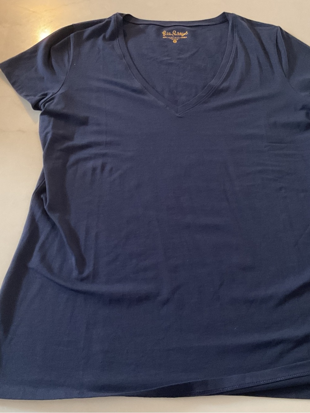 Lilly Pulitzer Navy V-Neck Short Sleeve Tee